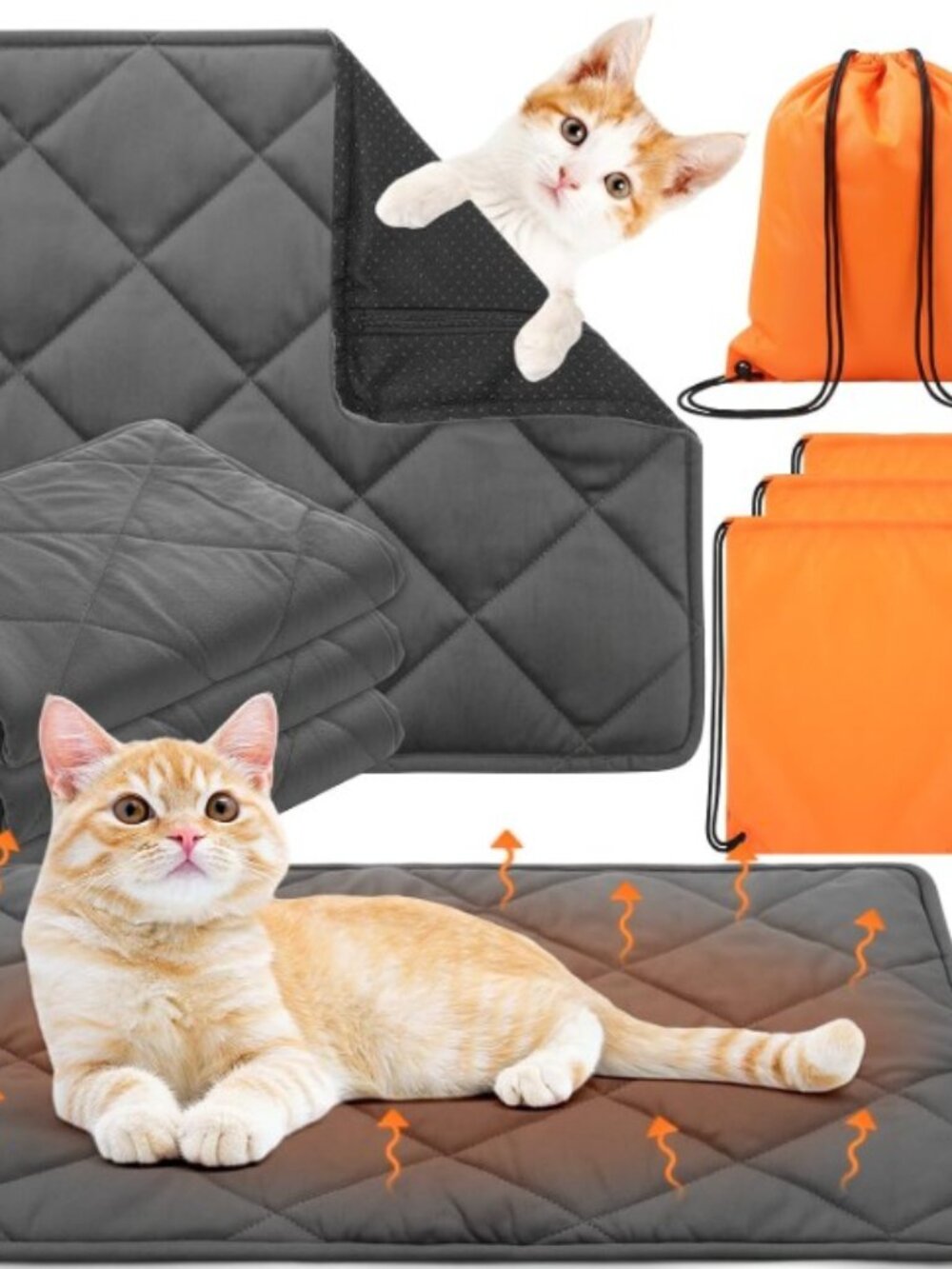 Riakrum Self-Heating Pet Mat for Cats and Small Dogs, Removable Washable Cover